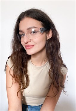 Vintage Y2K clear rave sunglasses in black