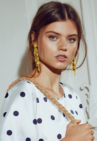 STATEMENT WOODEN DROP EARRINGS