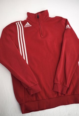 VINTAGE 90S ADIDAS RED 3/4 ZIP SWEATSHIRT