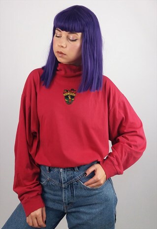 VINTAGE 90'S MOCK-NECK UNISEX JUMPER LONG-SLEEVE TOP