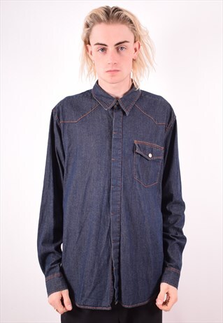LEVI'S MENS VINTAGE DENIM SHIRT LARGE BLUE 90S