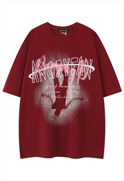 Graffiti t-shirt paint splatter tee retro skater top in red