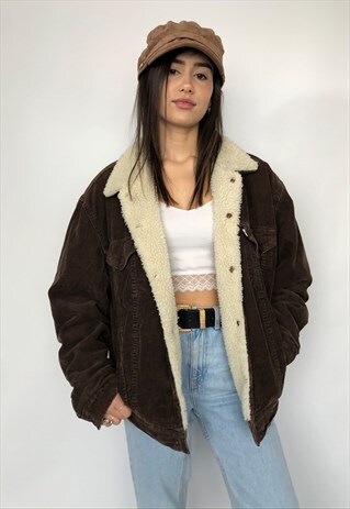 VINTAGE 90S LEVIS SHERPA CORD JACKET BORG WINTER LINED