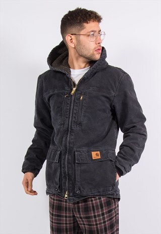 VINTAGE CARHARTT CHORE JACKET COAT FLEECE LINED