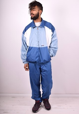ELLESSE MENS VINTAGE FULL TRACKSUIT LARGE BLUE 90S