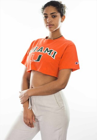 VINTAGE CHAMPION LOGO UNIVERSITY REWORKED CROP TOP 90S M 3.7