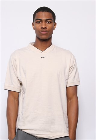 VINTAGE NIKE CENTRAL LOGO T-SHIRT BEIGE