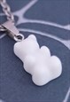 CRW SILVER WHITE RESIN GUMMY BEAR NECKLACE 