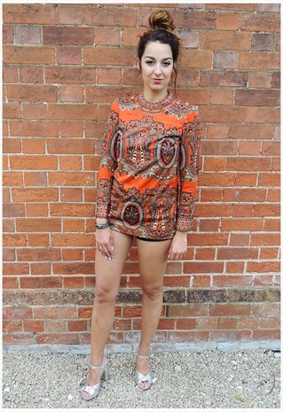 VINTAGE 70'S RETRO PAISLEY PRINT BOHO TUNIC TOP
