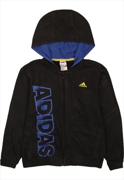 Vintage 90's Adidas Hoodie Spellout Full Zip Up Black Medium