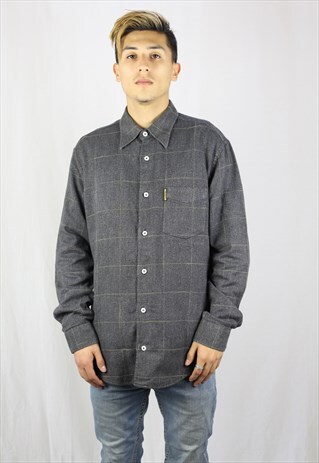 MENS VINTAGE ARMANI SHIRT MEDIUM FLANNEL CHECK ITALIAN 90S