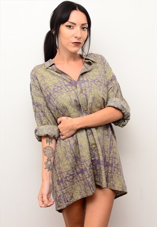 VINTAGE 90'S GRUNGE RETRO PATTERNED OVERSIZED SHIRT