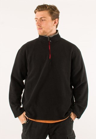 VINTAGE BLACK FILA QUARTER ZIP FLEECE