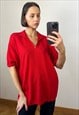 RED HIGH NECK SHORT SLEEVE OVERSIZED WOOL SWEATER