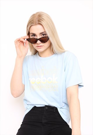 VINTAGE 90S REEBOK BLUE LOGO TOP T-SHIRT