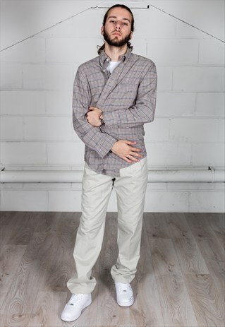 VINTAGE BROWN CHECKED FLANNEL SHIRT