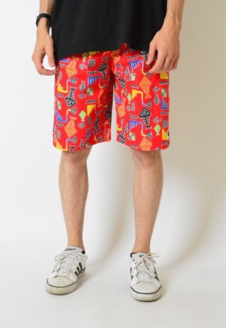 VINTAGE 90S RED ABSTRACT SHORTS