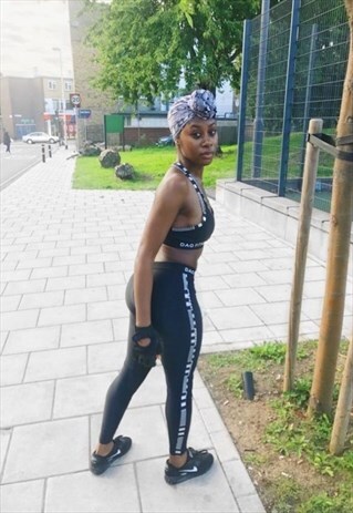 MONOCHROME KENTE SIDE PANEL LEGGINGS