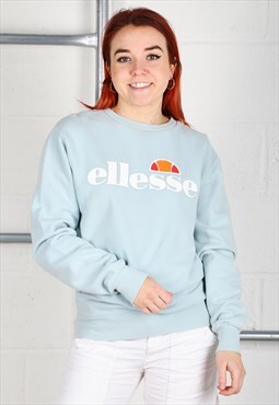 Vintage Ellesse Sweatshirt in Blue Pullover Jumper UK 8