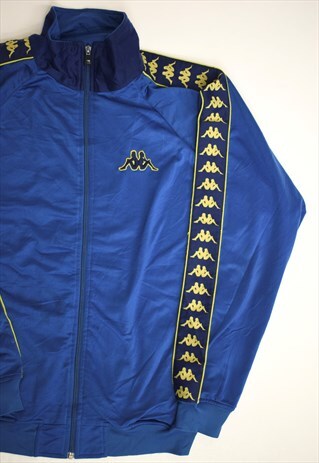 VINTAGE 90S KAPPA BLUE LIME LOGO SLEEVE JACKET