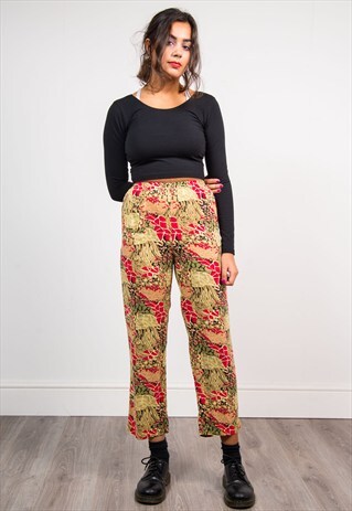 VINTAGE 90'S CRAZY PATTERNED TAPERED LEG TROUSERS