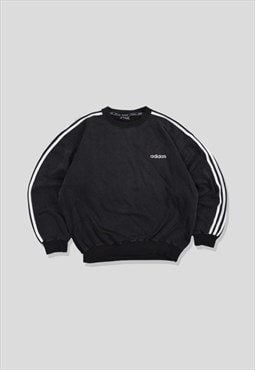 Vintage 90s Adidas Embroidered Logo Sweatshirt in Black