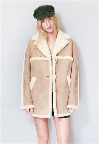 VINTAGE 1980'S BROWN TEDDY SHEARLING COAT
