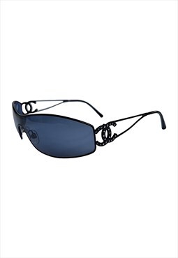 Chanel Sunglasses Shield Crystal Shield Blue Crystal CC 4073