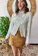 1990'S VINTAGE SILVER AND GOLD SEQUIN BLOUSE WITH GLASS BEAD