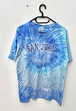 Vintage Hanes San Juan blue tie dye T-shirt medium 