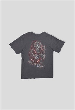 Stussy Dragon Graphic Print T-Shirt in Grey