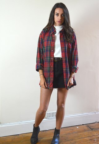 1990S VINTAGE RED CHECKED LONG SLEEVE SHIRT