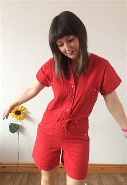 Vintage 80s Red Playsuit