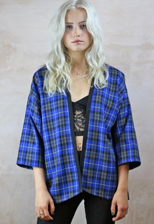 BLUE TARTAN KIMONO