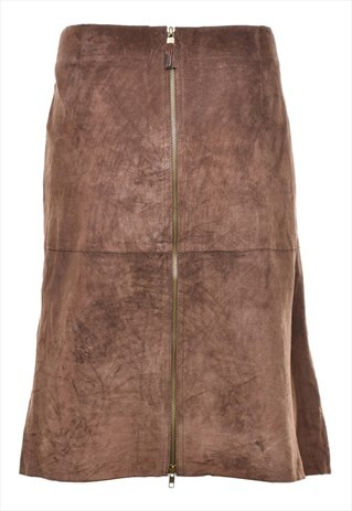 SUEDE A-LINE SKIRT - L
