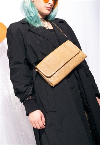 VINTAGE FAUX LEATHER PURSE 80S GOLDEN CHAIN PARTY BAG