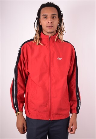 REEBOK MENS VINTAGE TRACKSUIT TOP JACKET MEDIUM RED 90S