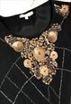 BLACK & GOLD SEQUIN SHIFT DRESS