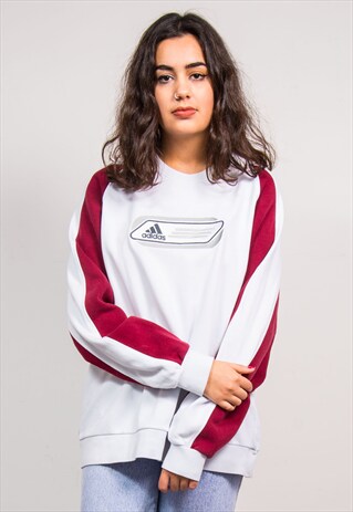 90'S VINTAGE ADIDAS WHITE SWEATSHIRT JUMPER