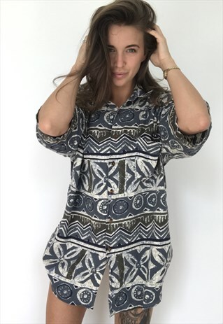 PATTERNED OVERSIZED RETRO VINTAGE UNISEX FESTIVAL SHIRT