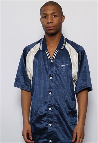 VINTAGE NIKE BUTTON UP TOP BASEBALL BLUE