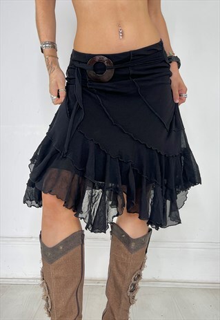 Vintage Y2k Skirt Mesh Layered Grunge Fairycore Boho 90s 