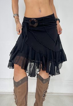 Vintage Y2k Skirt Mesh Layered Grunge Fairycore Boho 90s 