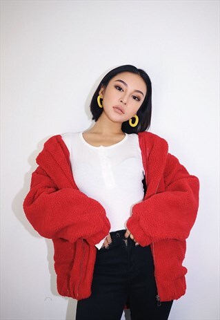 FURRY FAUX WOOL JACKET
