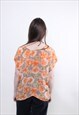 VINTAGE FLOWER BLOUSE, PULLOVER FLORAL BLOUSE, SIZE M