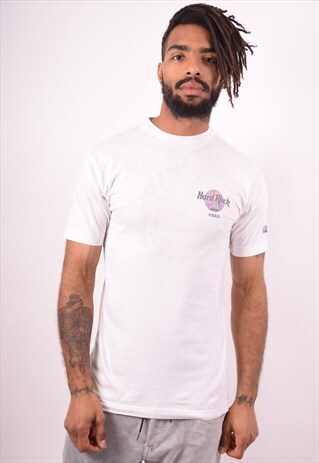 HARD ROCK CAFE MENS VINTAGE T-SHIRT TOP SMALL WHITE 90S