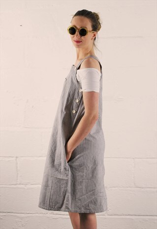 VINTAGE 70S STRIPED PINAFORE DRESS