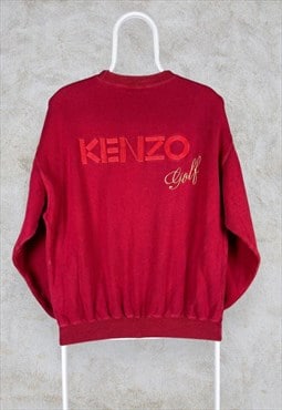 Vintage Kenzo Golf Sweatshirt Red Embroidered Spell Out M
