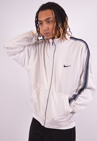 NIKE MENS VINTAGE TRACKSUIT TOP JACKET XL WHITE 90S