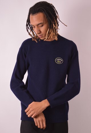LACOSTE MENS VINTAGE JUMPER SWEATER MEDIUM NAVY BLUE 90S